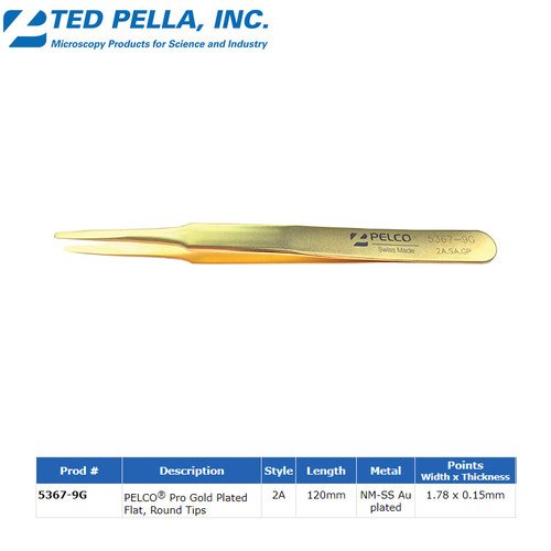 ted pella镊子5367-9G实验室镀金电化学透射电镜染色无磁镊子