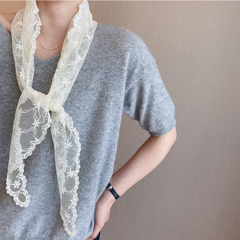 多功能复古法式蕾丝飘带女百搭韩系温柔高级绑发绑包文艺长条领巾