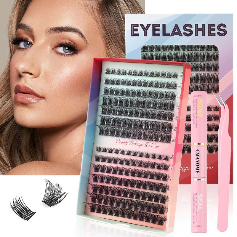 欧美跨境新款DIY分段式单簇朵毛假睫毛9-16mm眼睫毛C曲度浓密卷