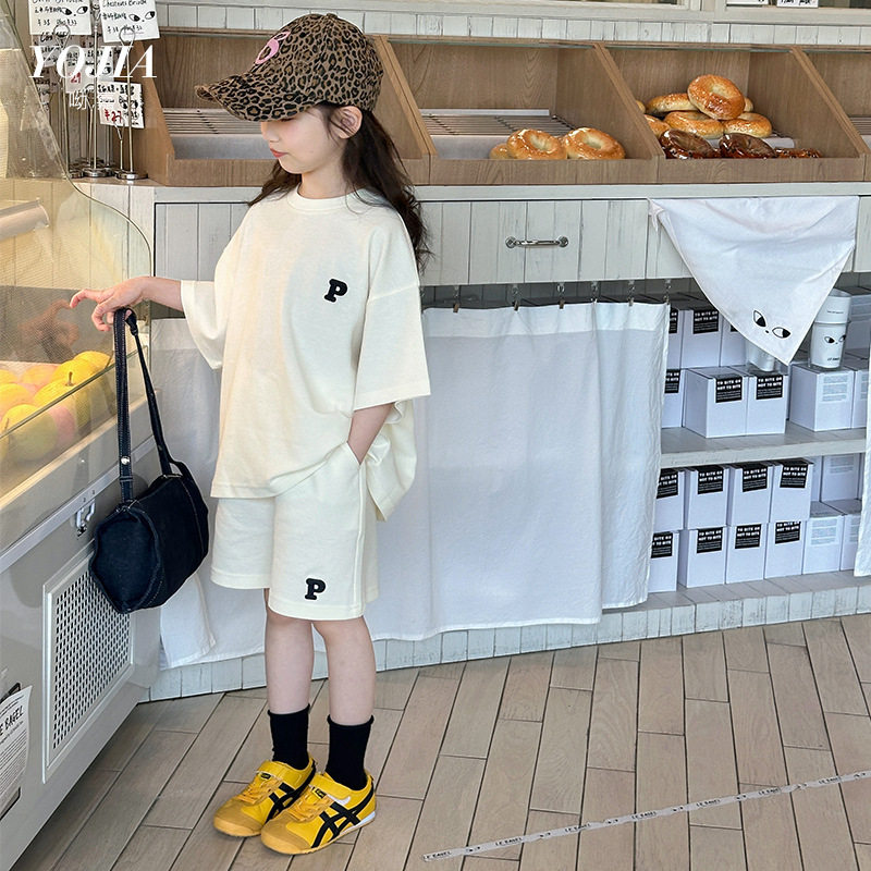 YOJIA女童运动套装夏季2025新款洋气短袖短裤童装儿童两件套夏装