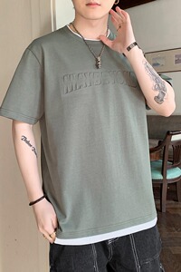 钢印2024夏新店主微宽潮流棉短袖T恤男打底大码Q179P38控价58图片