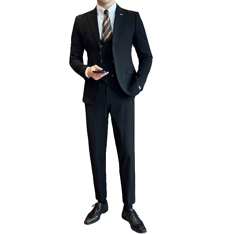 2024春新ins英伦风潮流修身西服男西装三件套装礼服外套Q218P320,男装西服套装,电商A222（原电商A231）