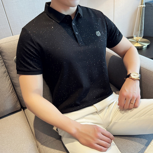 修身短袖POLO衫男2024夏新潮流时尚都市满天星钻打底Q259P60图片