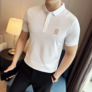 打底修身短袖POLO衫男2024夏季新时尚都市刺绣潮流Q258P49特价图片
