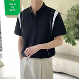 2024夏季新ins轻熟风拼色潮流男士POLO衫短袖T大码Q165P55，男装Polo衫，电商A222（原电商A231）