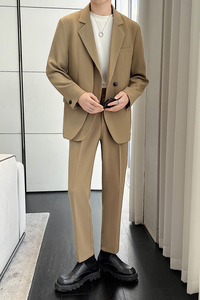 假两件ins轻熟风2024秋冬宽松潮流休闲男士西装西服套装TZ10P260图片