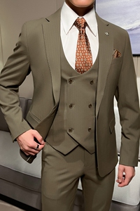 英伦风2024秋冬新修身ins潮流西服男三件套西装套装礼服Q5505P310图片