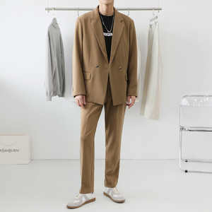 ins轻熟风2024秋冬新潮流微宽纯色休闲西装西服套装男外套Q03P230图片