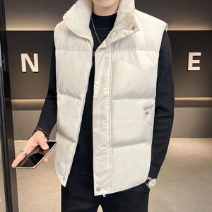 潮纯色棉马甲背心男棉衣店主风2024秋冬新加绒加厚Q211P60特图片