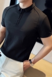 时尚都市牛津麻2024夏新潮流修身纯色男士短袖POLO衫大码Q261P58，男装Polo衫，电商A222（原电商A231）