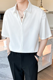 潮流纯色短袖衬衫男ins轻熟风2024夏季新宽松休闲青年Q53P40，男装衬衫，电商A222（原电商A231）