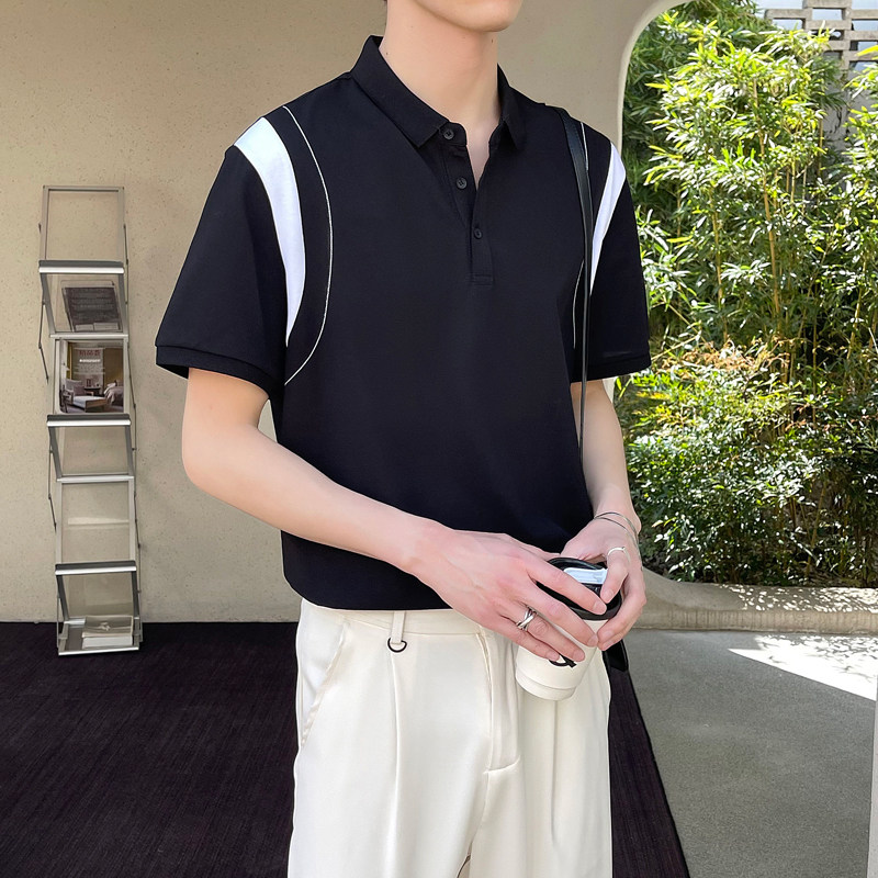 潮流男士POLO衫短袖T轻熟风2024夏季新ins拼色大码Q165P55,男装Polo衫,电商A222（原电商A231）