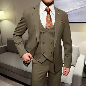 英伦风2024秋冬新修身ins潮流西服男三件套西装套装礼服Q5505P310图片