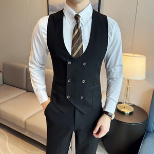 ins英伦风2024春季新潮流修身商务绅士男马甲背心大码礼服Q215P68图片