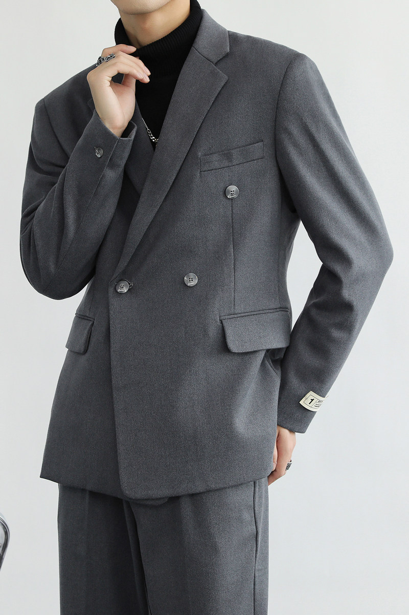 轻熟风2024秋新韩版微宽潮流ins双排扣西装西服男外套Q16P170,男装西服套装,电商A222（原电商A231）