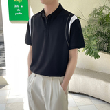 高品质ins轻熟风2024夏新拼色潮男士POLO衫短袖T大码Q165P55，男装Polo衫，电商A222（原电商A231）