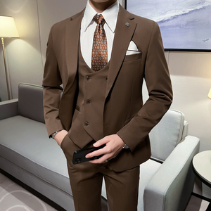 ins英伦风2024秋冬新修身潮流西服男三件套西装套装礼服Q5501P310