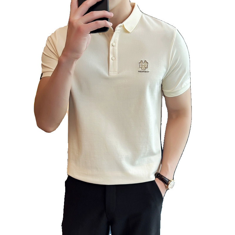 夏新商务绅士时尚龙头刺绣潮流修身短袖POLO衫男打底Q258P49特价,男装Polo衫,电商A222（原电商A231）