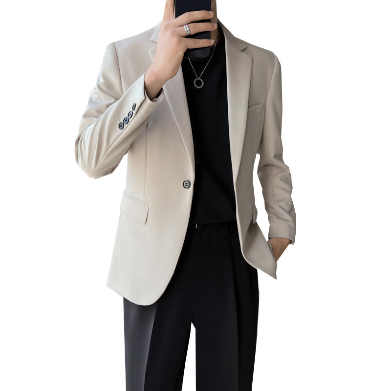 ins轻熟风2024秋季新微宽休闲潮流西服男西装Q123P165单西,男装西服,电商A222（原电商A231）