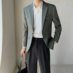 ins轻熟风2024秋季新微宽休闲潮流西服男西装Q123P165单西图片