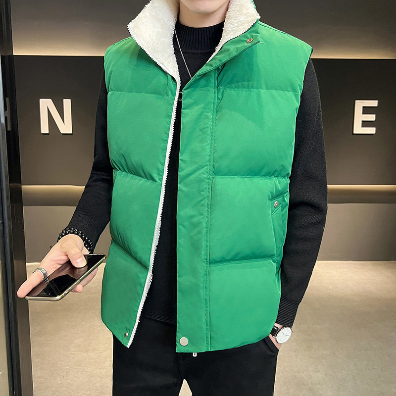 潮纯色棉马甲背心男棉衣店主风2024秋冬新加绒加厚Q211P60特图片