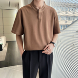 ins轻熟风2024夏季新宽松门筒领潮流男士短袖T恤打底Q152P55，男装T恤，电商A222（原电商A231）