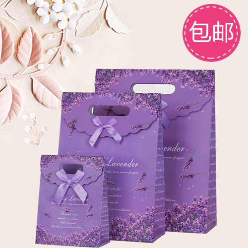 薰衣草紫色礼品袋 高档情人节手提袋宝宝生日回礼袋 喜糖纸袋