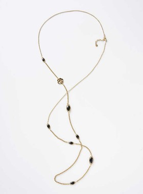 FOR DAYS 新款山茶花系列黑色椭圆长款项链