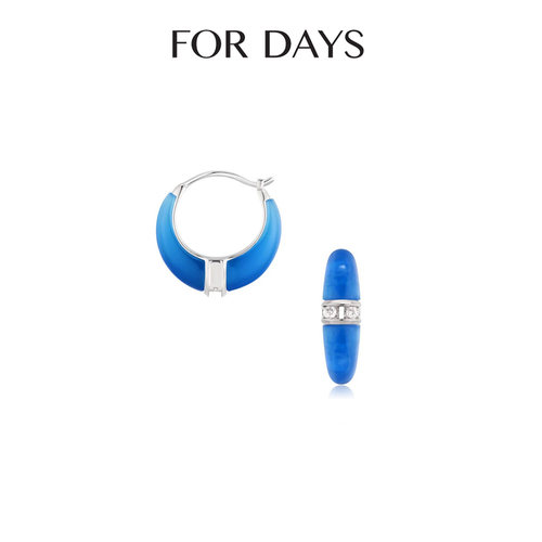 【朵姐臻选】FOR DAYS 银镶青环｜星钻弯月耳饰