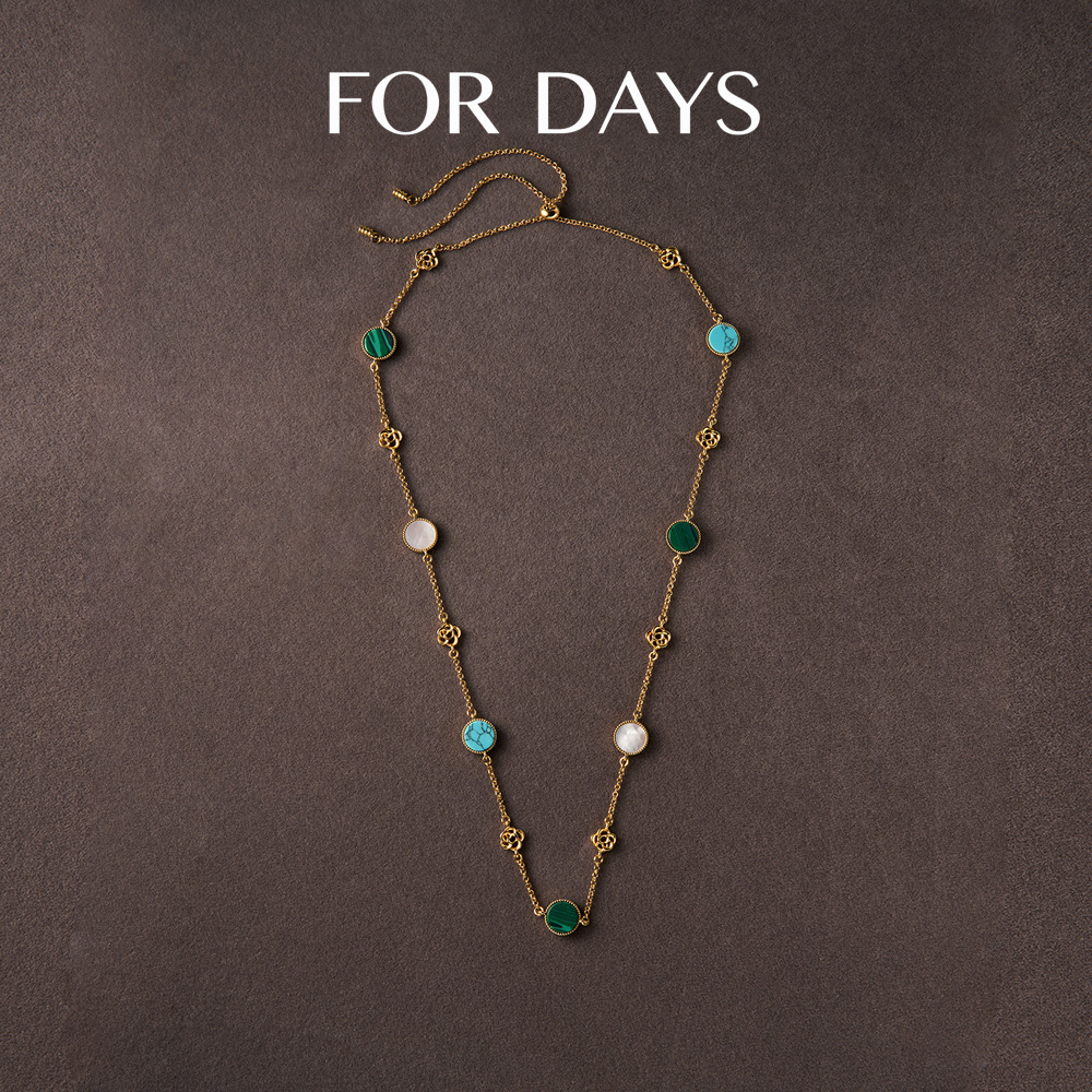 25SS山茶花日月星辰长款项链