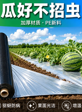 西瓜专用农用种植双色反光银黑地膜驱虫防草保温加厚种菜薄膜