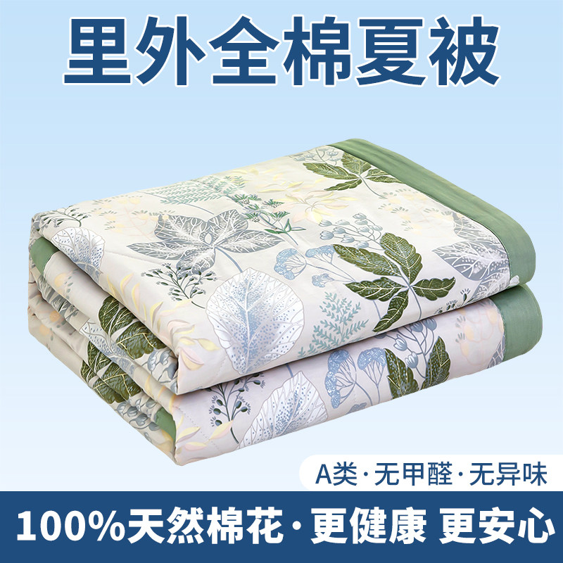 A类全棉夏被100%纯棉棉花被可机洗夏凉被单双人空调被薄被子被芯