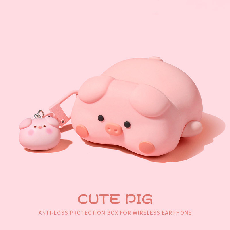 适用AirPods 2代苹果耳机包Airpods 4代蓝牙耳机保护壳Airpods pro蓝牙耳机保护套粉色猪猪保护壳,3C数码配件,耳机保护套,淘宝优惠券,粉丝福利购,淘宝优惠卷