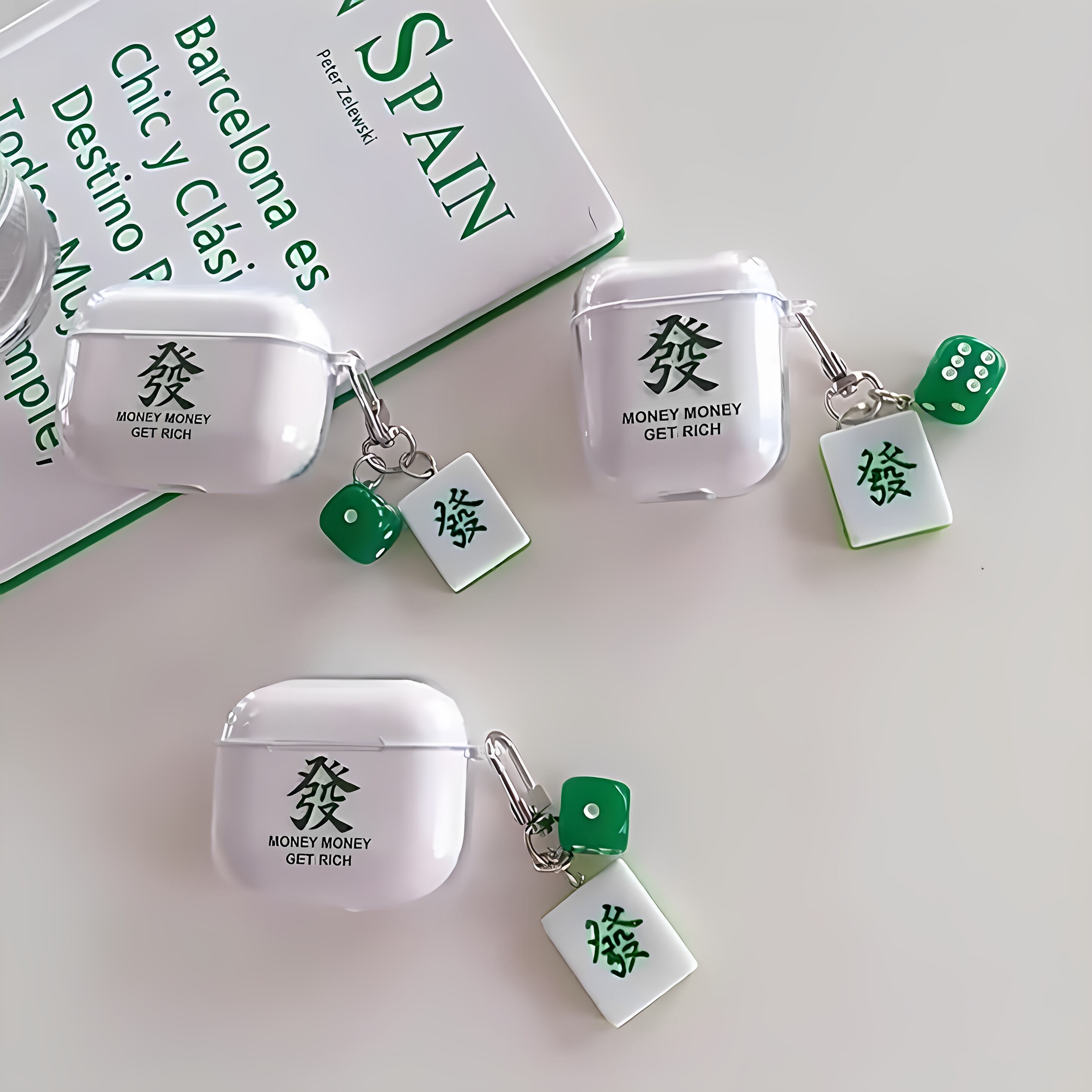适用AirPods 4代苹果耳机包Airpods 3代蓝牙耳机保护壳Airpods pro蓝牙耳机保护套八方来财麻将挂件保护壳