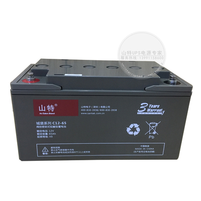 山特蓄电池12V65AH UPS不间断电源专用铅酸蓄电池 山特城堡C12-65