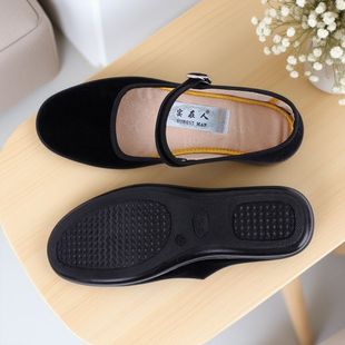 正品实在人老北京布鞋女舞蹈平底防滑妈妈酒店上班工作鞋黑色防滑