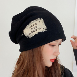 网红女韩版堆堆帽复古冷淡风百搭针织保暖帽子包头帽月子帽化疗帽