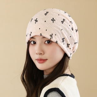 帽子女薄款睡帽妈妈春秋透气化疗帽女士光头睡帽孕妇月子帽堆堆帽