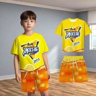 洋气搞笑睡衣短袖套装夏季两件套潮流冰红茶休闲搞怪爆款男女孩