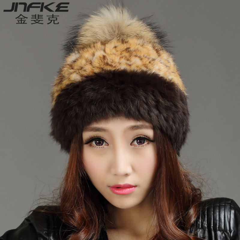 女帽冬天獭兔毛帽秋冬天韩版时尚皮草帽貂毛针织帽可爱帽毛线帽子