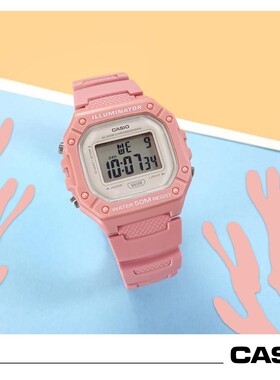 CASIO卡西欧手表ins复古潮流小方块男女学生电子表W218 W-218HC