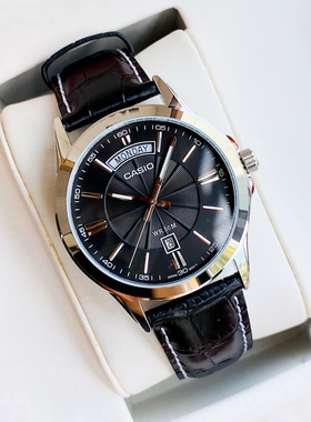 CASIO卡西欧手表男 日志英文星期窗口石英表商务表MTP-1381D/L-1A