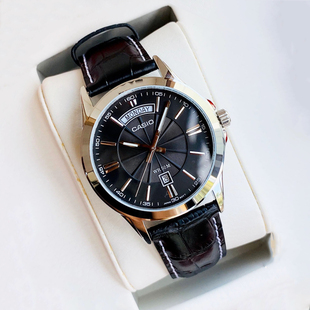 1381D 日志英文星期窗口石英表商务表MTP CASIO卡西欧手表男