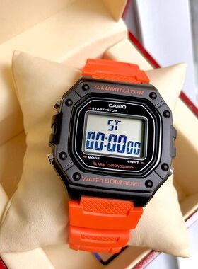 卡西欧数显小方块石英表时尚运动防水手表男表W-218H-1A/2A/3A/4B