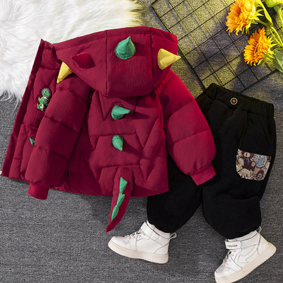 男童冬季加绒套装儿童酷帅棉服两件套宝宝羽绒棉衣潮男孩加厚衣服