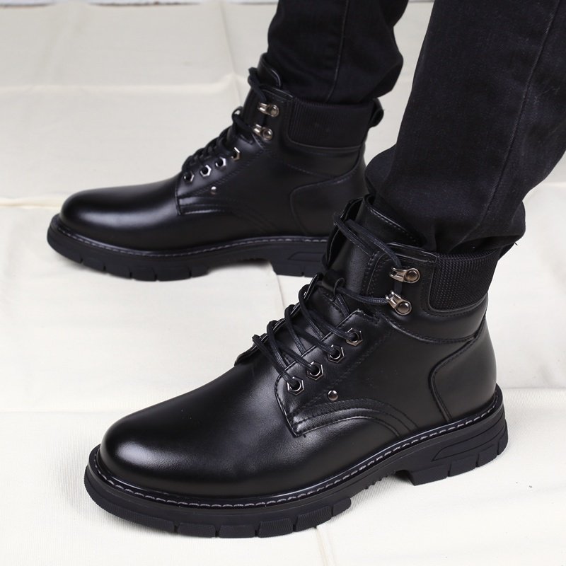 马丁靴男高帮皮鞋英伦风潮流百搭工装靴男士秋冬季黑色加绒男靴子