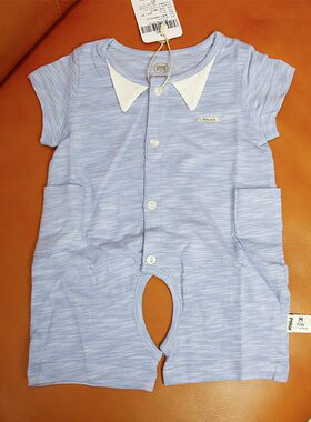 米乐熊婴儿连体衣夏装短袖哈衣开裆宝宝童装挖裆A类前开爬服1047