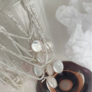 s925纯银巴洛克珍珠项链女潮ins老友记莫妮卡同款波光粼粼锁骨链