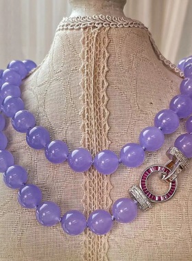 新中式复古紫罗兰串珠项链