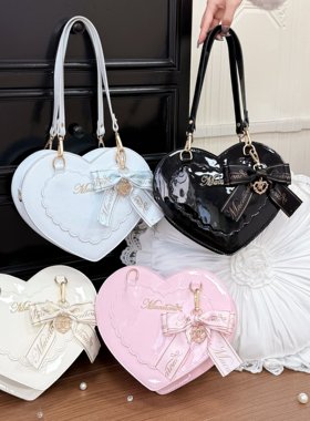 全款预【小心结】心形甜美可爱优雅基础斜跨单肩两用lolita女包